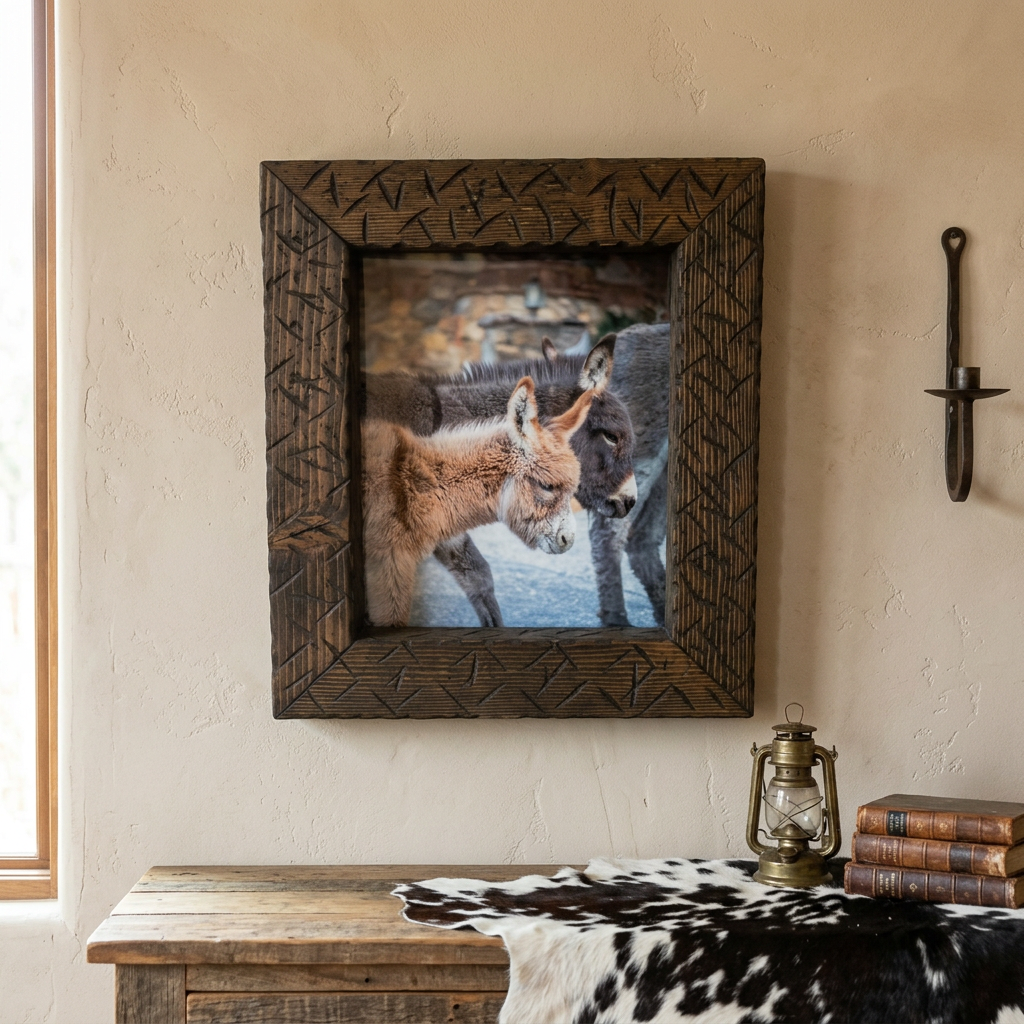Original Framed Photo of Burros in Big Bear California