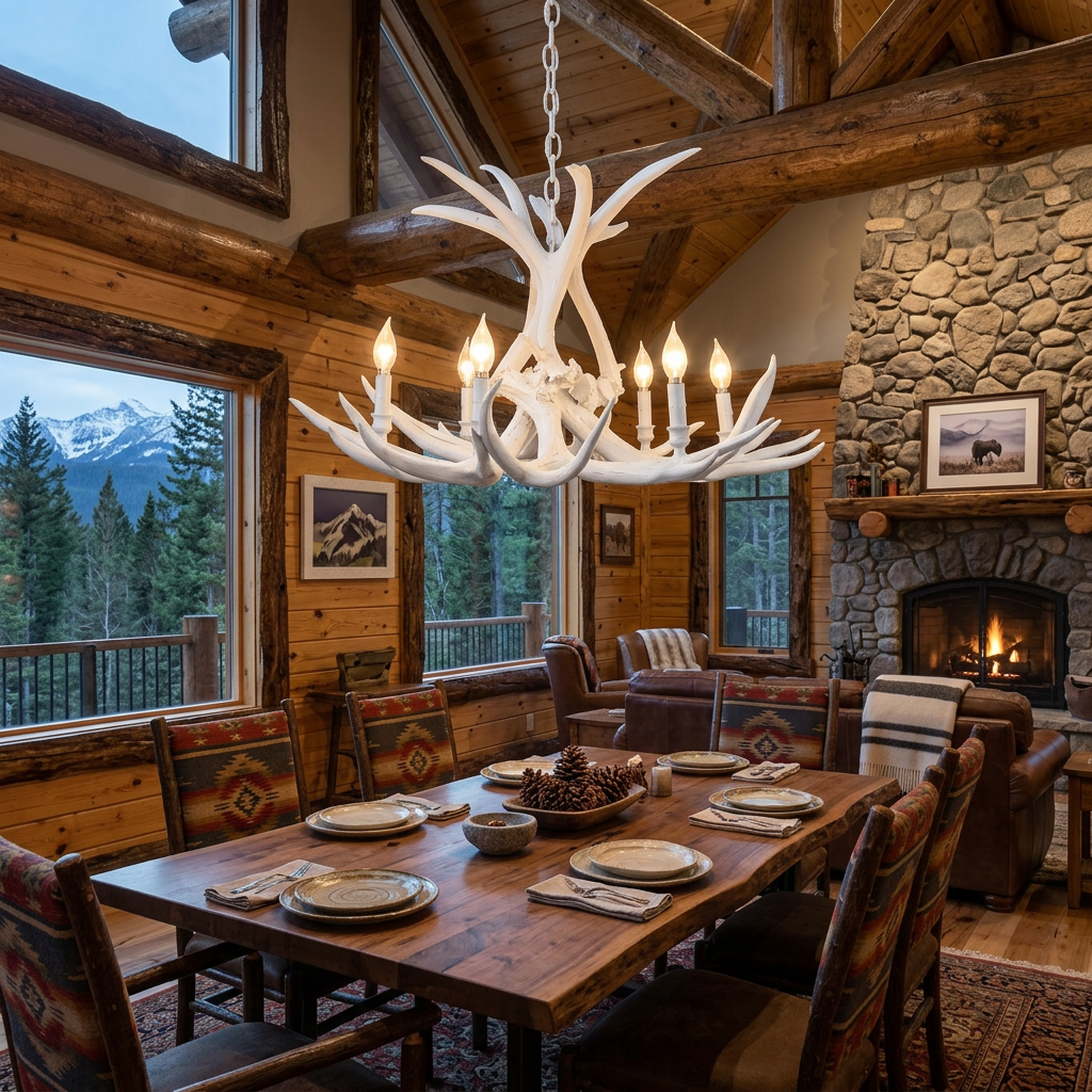white antler chandelier light