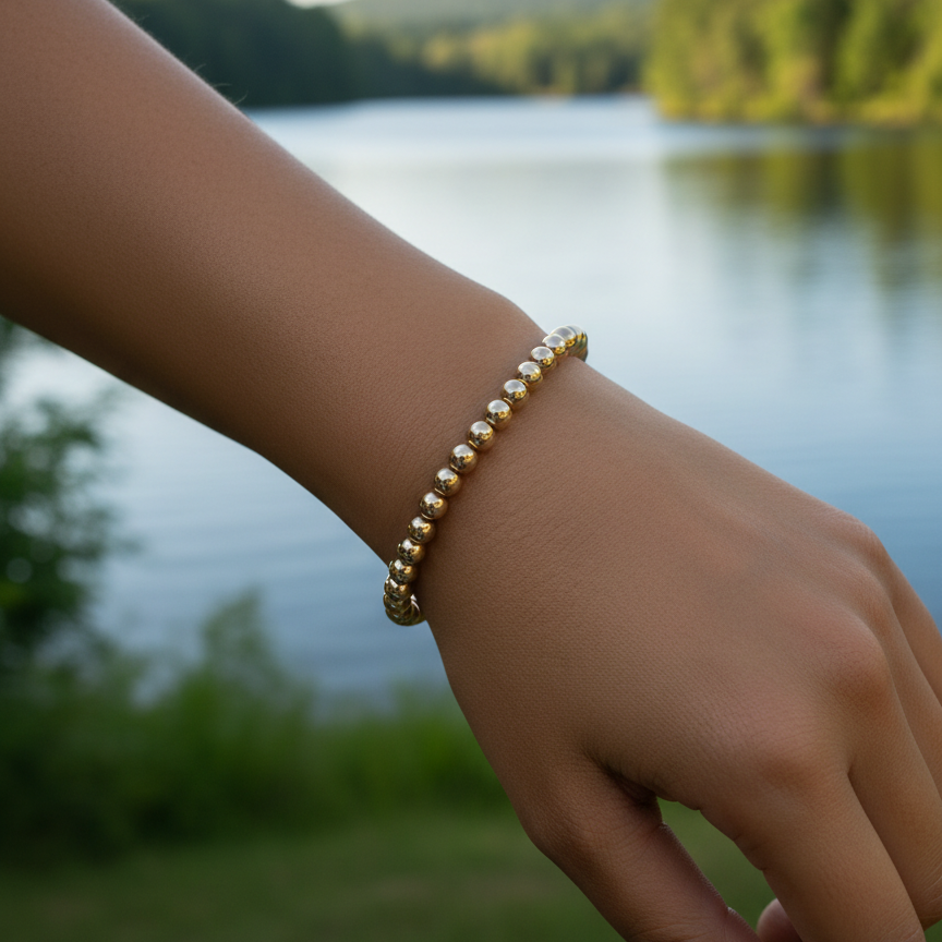 Rose Gold Plastic Beaded Bracelet