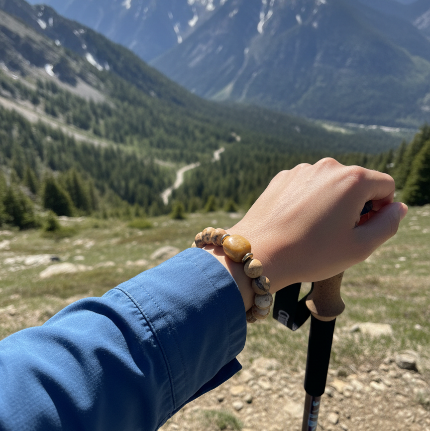 Picture Jasper Beaded Stretch Bracelet