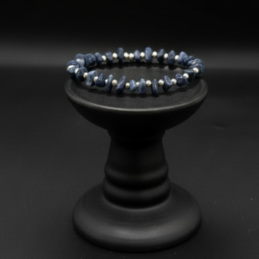 Natural Sodalite Gemstone Beaded Anklet With Twist Clasp