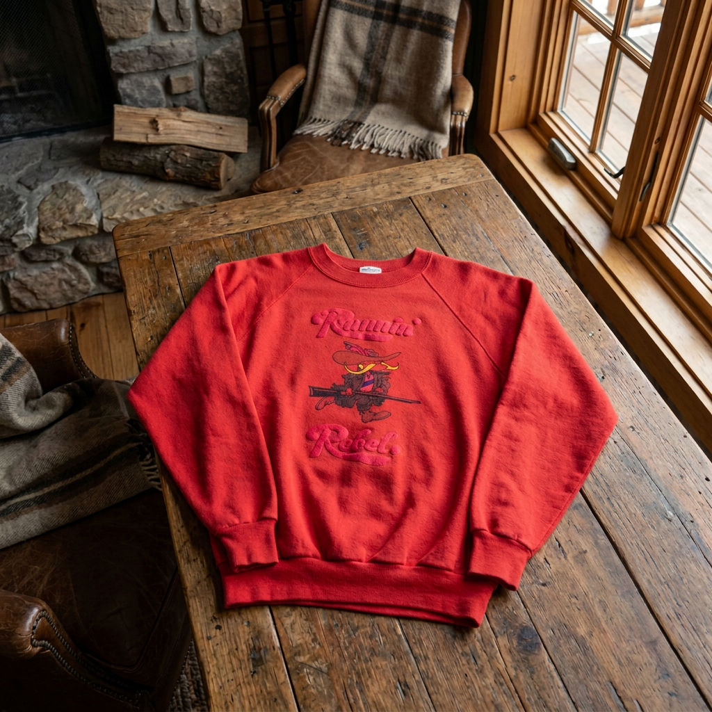 Vintage Fruit of the Loom Red Ranchin’ Rodeo Cowboy Graphic Crewneck Sweatshirt