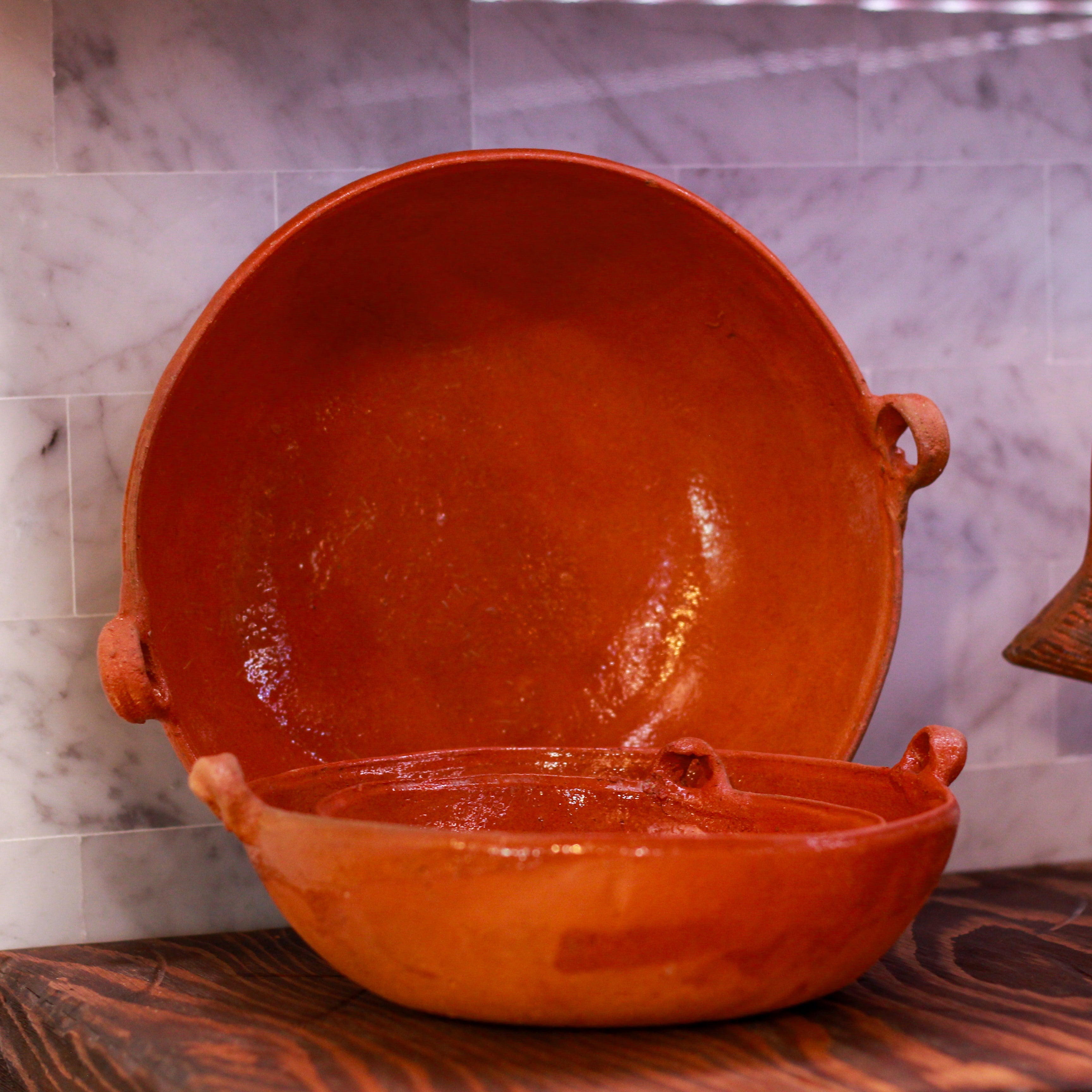 Set of Seven Vintage Handmade Mexican Primitive Rustic Redware Nesting Tericata Bolwls