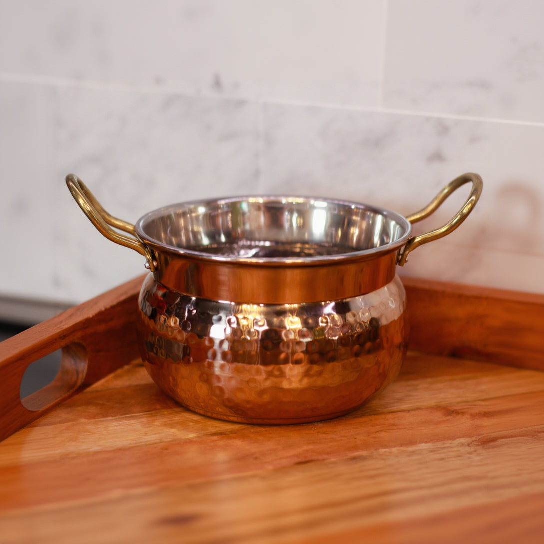 Hammered Copper Serving Handi Indian Serving Pot