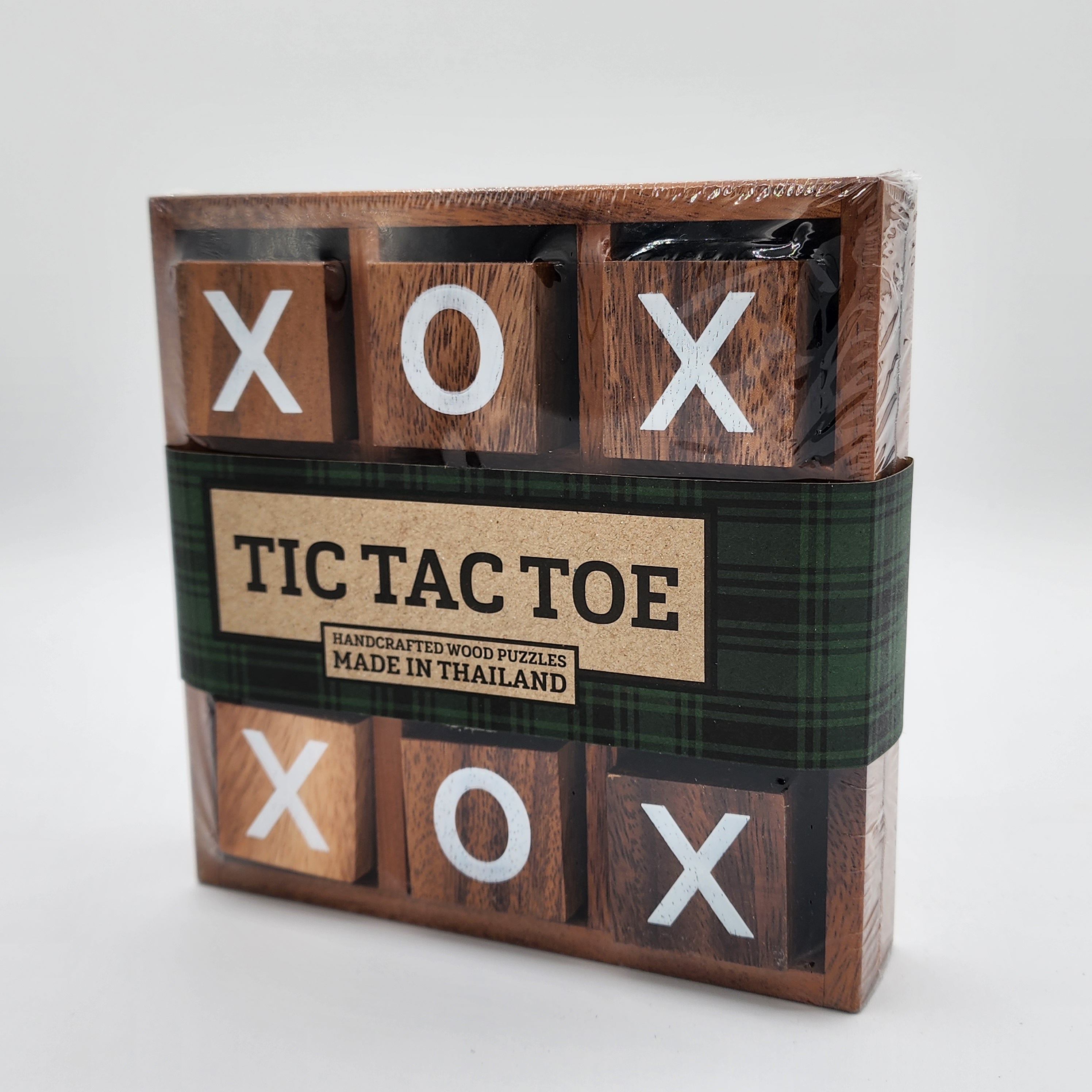 Tic Tac Toe Wooden Tabletop Game Set XOXO Decor Handcrafted Thailand New