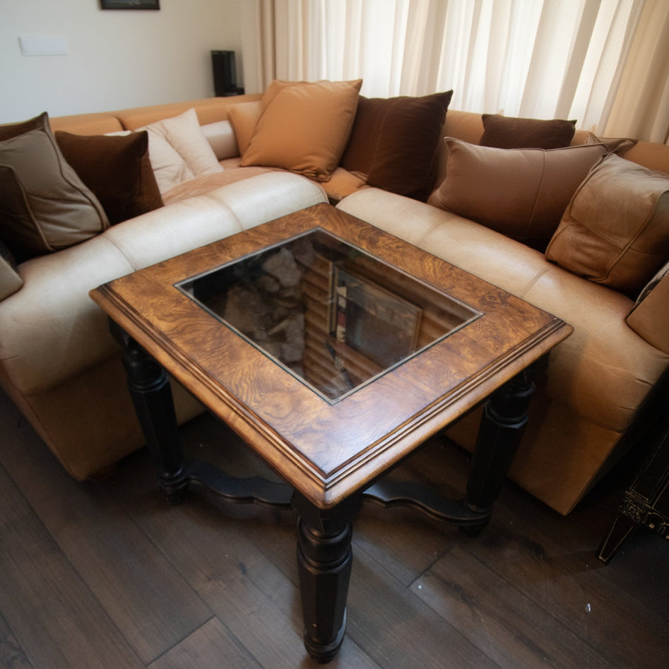 Square Coffee Table Top with Small Glass Inlay