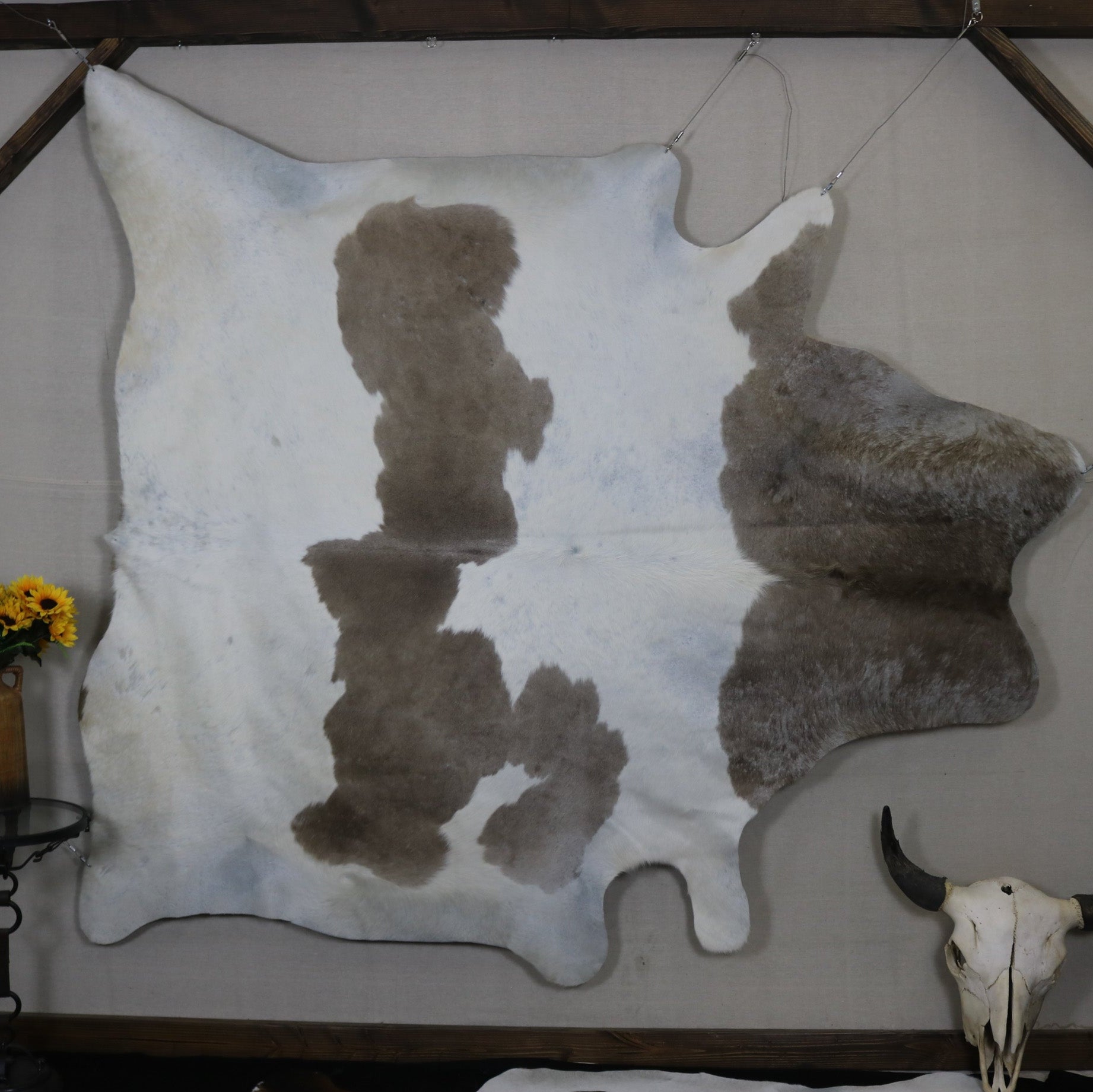 Beautiful Beige and White Cowhide Handmade in Brazil