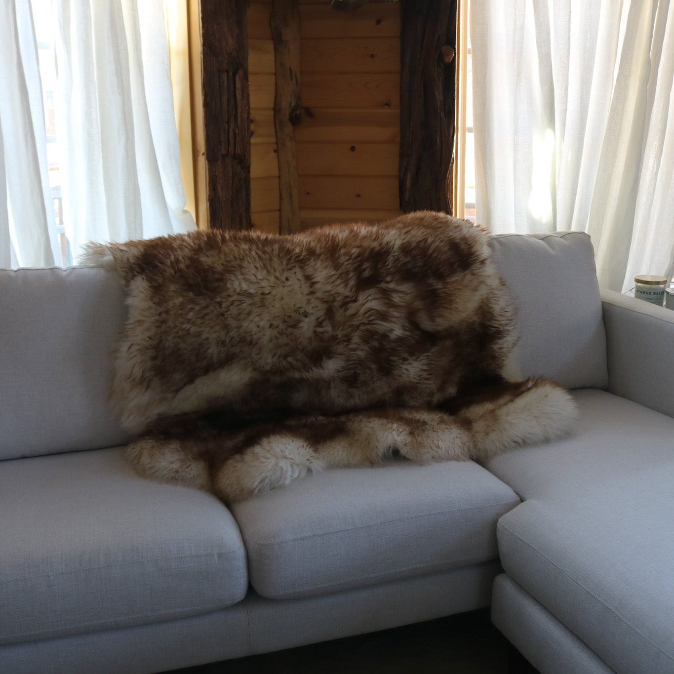 Double XL Mouflon Genuine Leather Dark Brown Sheepskin Decorative Rug