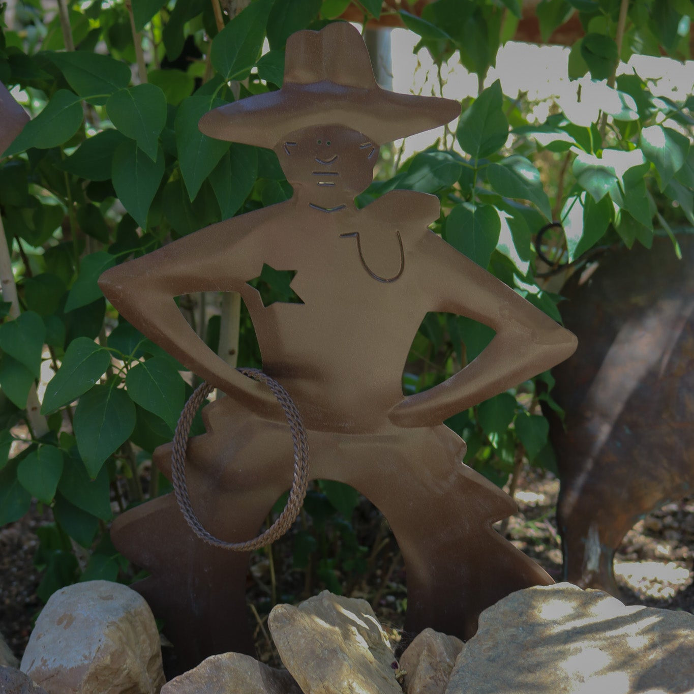 Metal Plasma Cut Cowboy and Cowgirl Pair Garden Yard Decorations Set