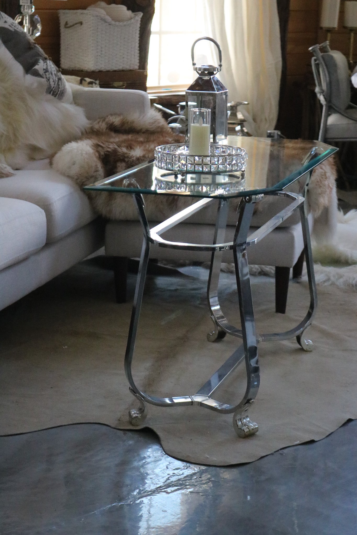 Kreiss Beveled Glass Chrome Body Rectangle End Table