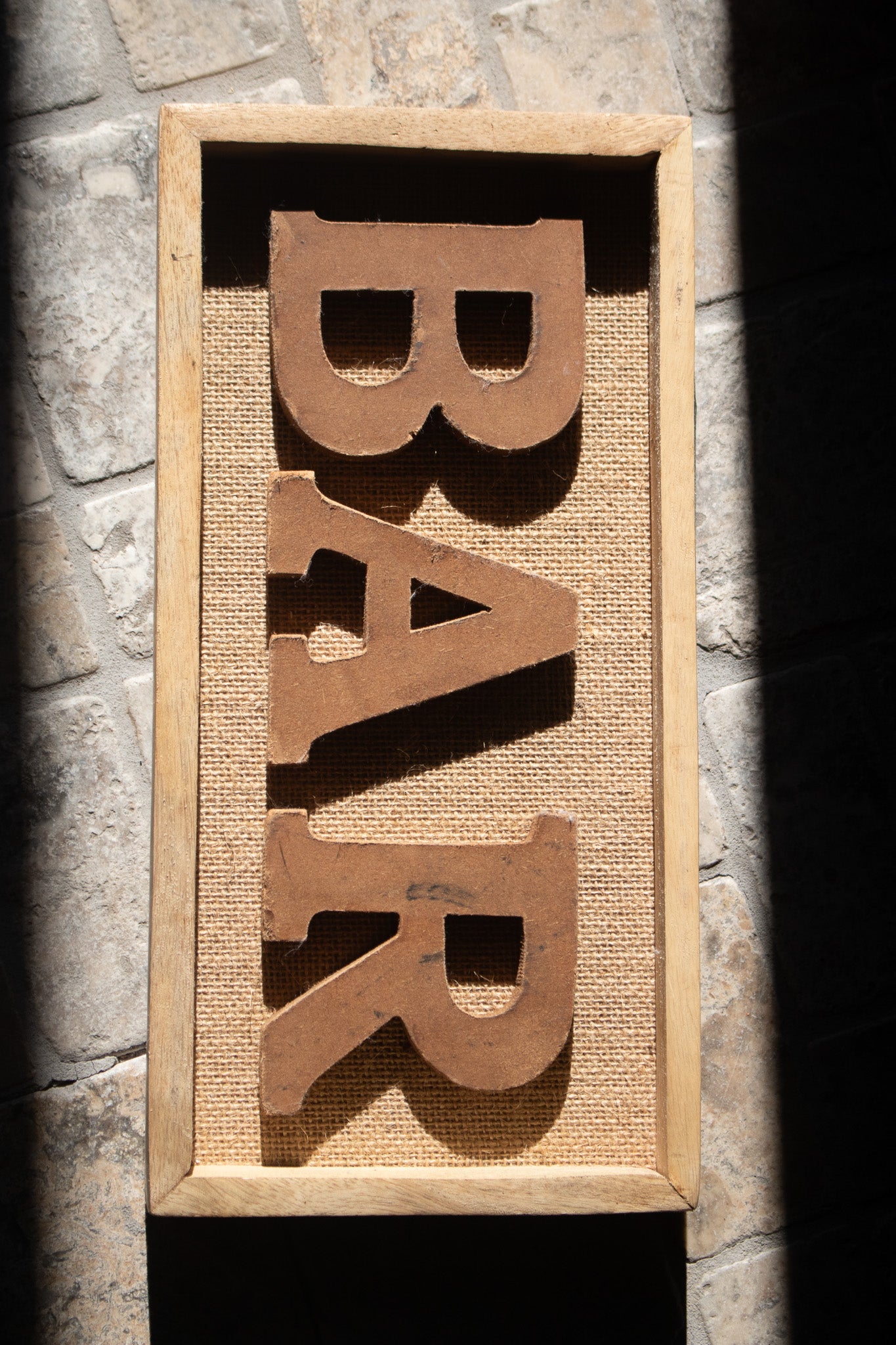 Rustic Bar Burlap Hanging Wood Sign