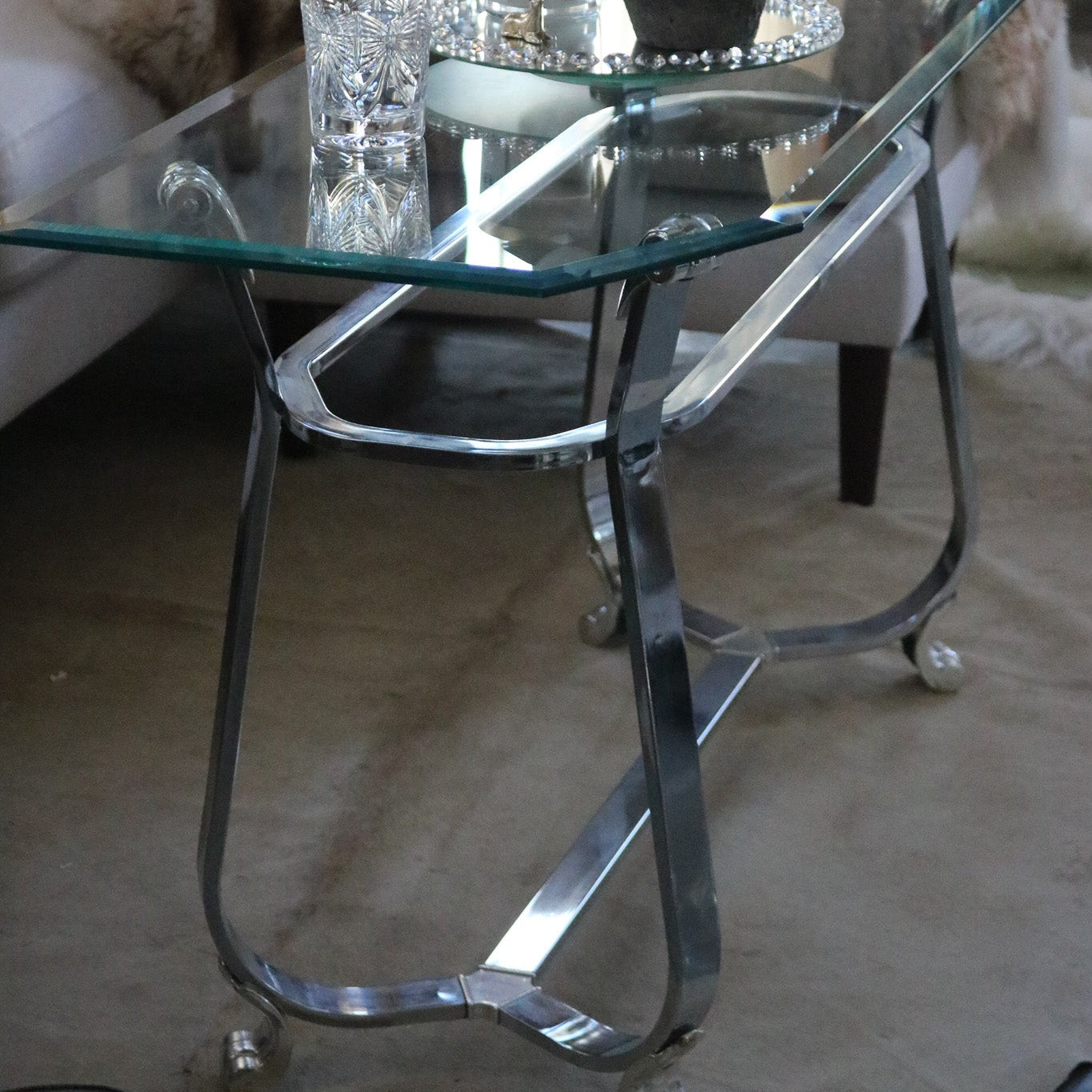 Kreiss Beveled Glass Chrome Body Rectangle End Table
