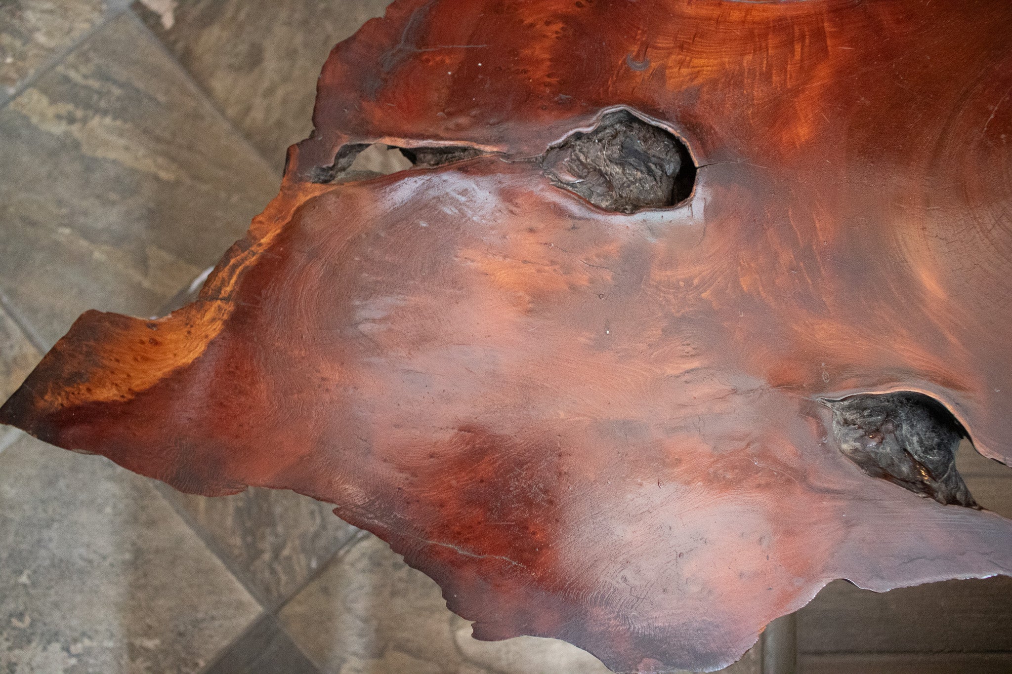 Rustic Raw Milled Burnt Wood Coffee Table