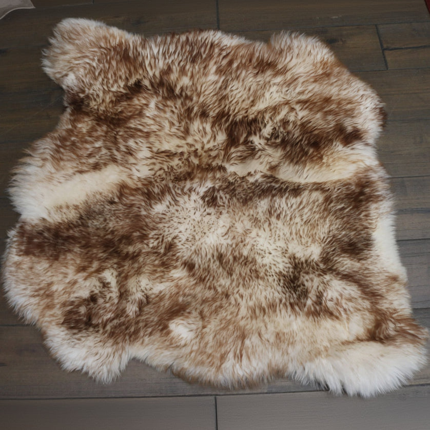 Double XL Mouflon Genuine Leather Dark Brown Sheepskin Decorative Rug