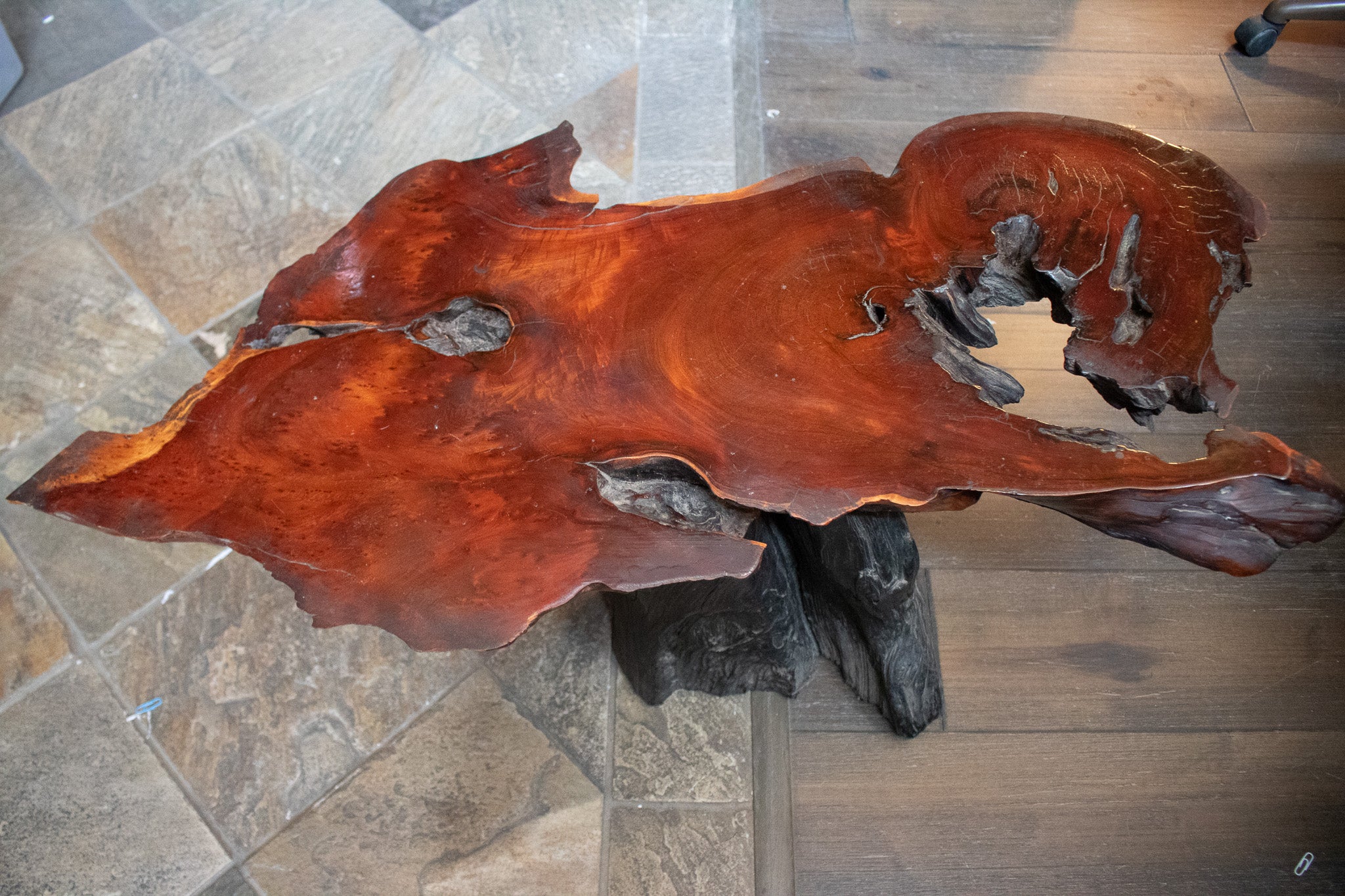 Rustic Raw Milled Burnt Wood Coffee Table