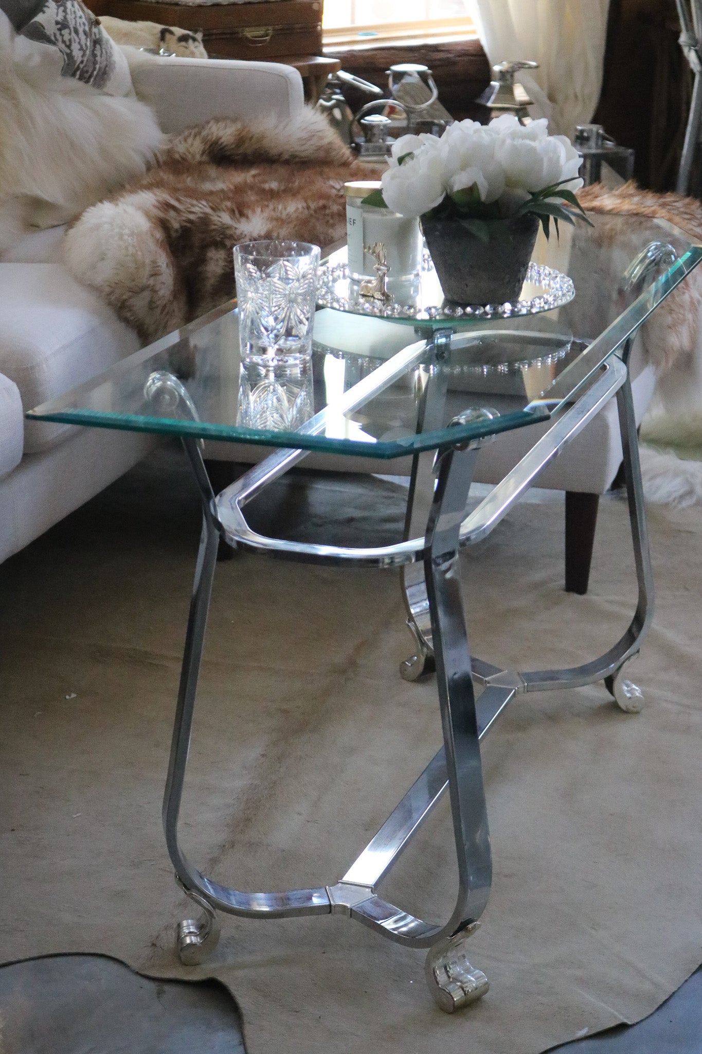 Kreiss Beveled Glass Chrome Body Rectangle End Table