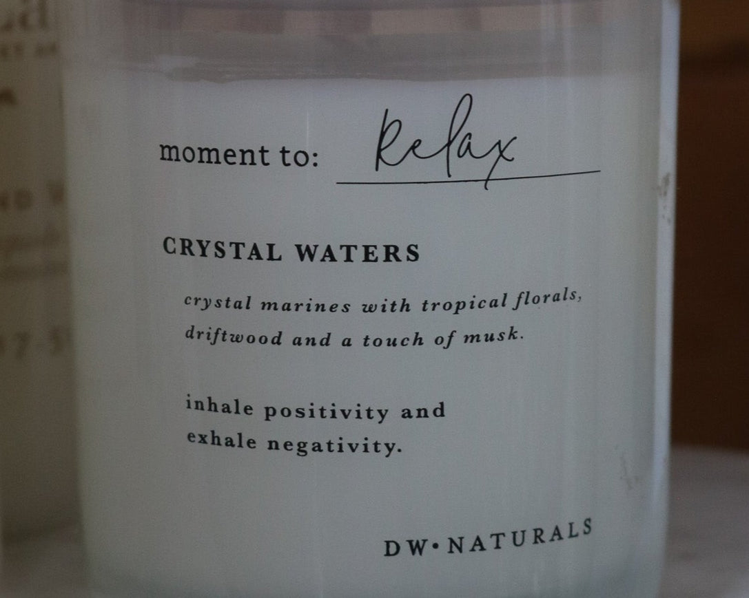 DW Naturals Crystal Waters Candle – 'Moment to Relax' Refreshing Scent for Mindful Moments
