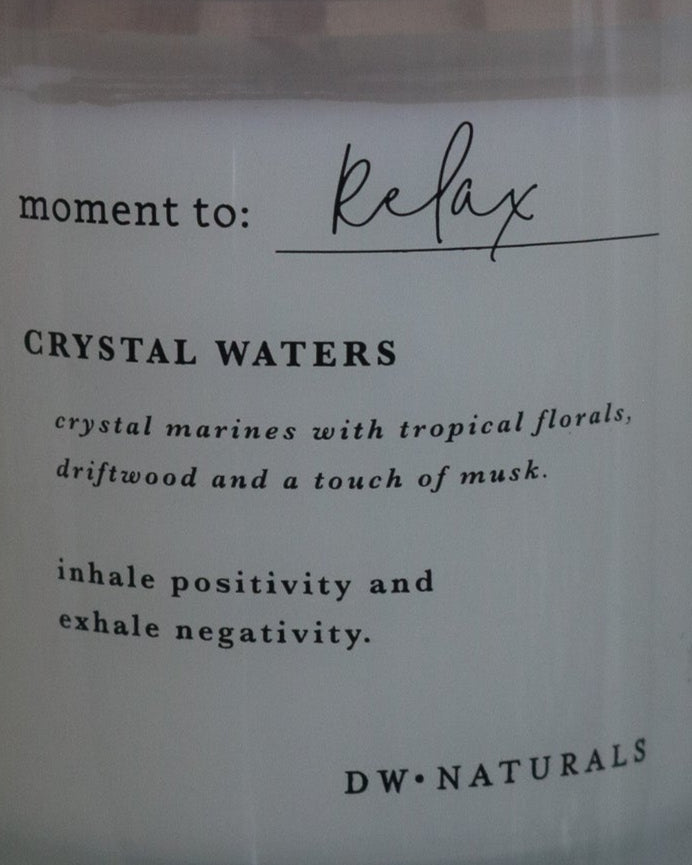 DW Naturals Crystal Waters Candle – 'Moment to Relax' Refreshing Scent for Mindful Moments