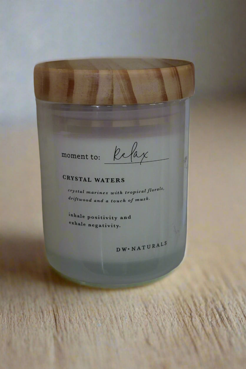 DW Naturals Crystal Waters Candle – 'Moment to Relax' Refreshing Scent for Mindful Moments