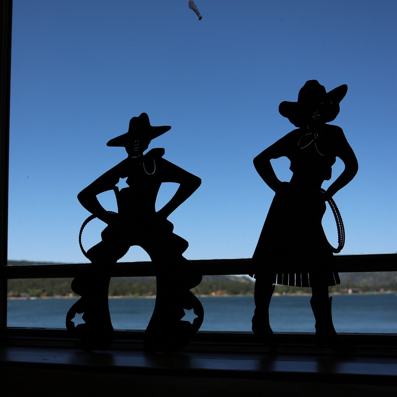 Metal Plasma Cut Cowboy and Cowgirl Pair Garden Yard Decorations Set