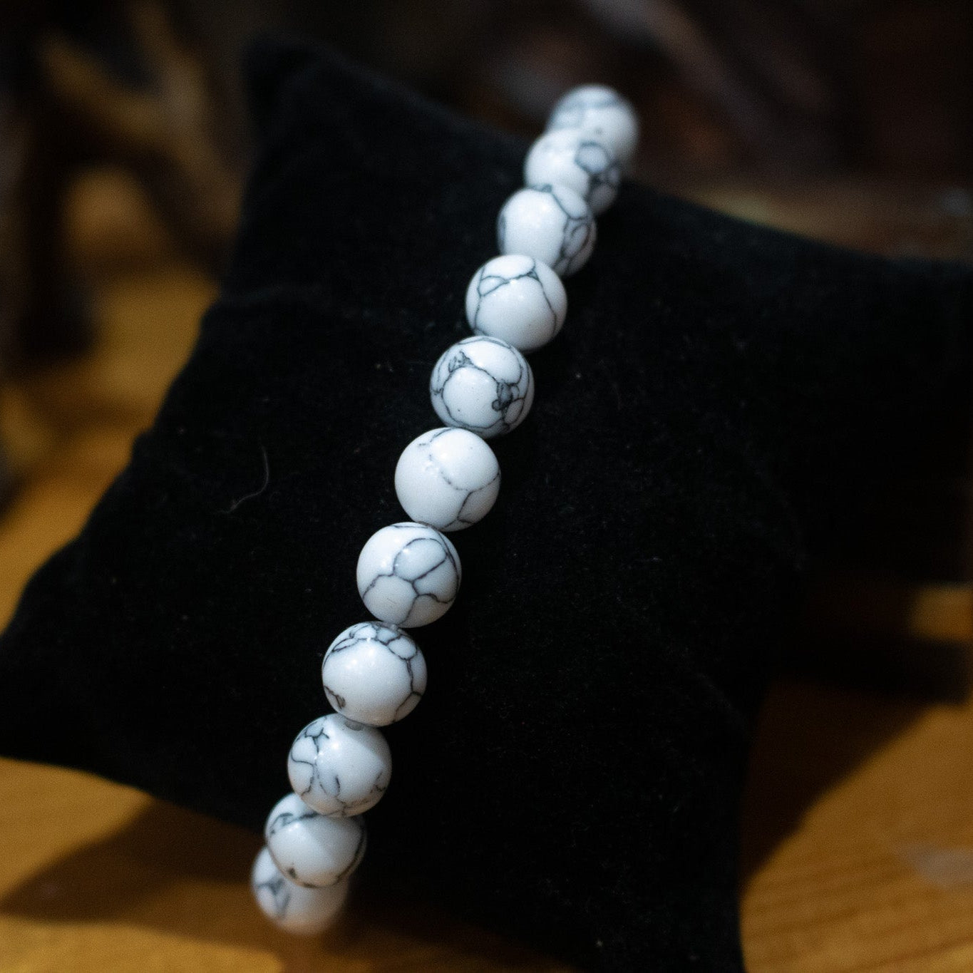 Howlite Stone Beaded Stretchy Bracelet