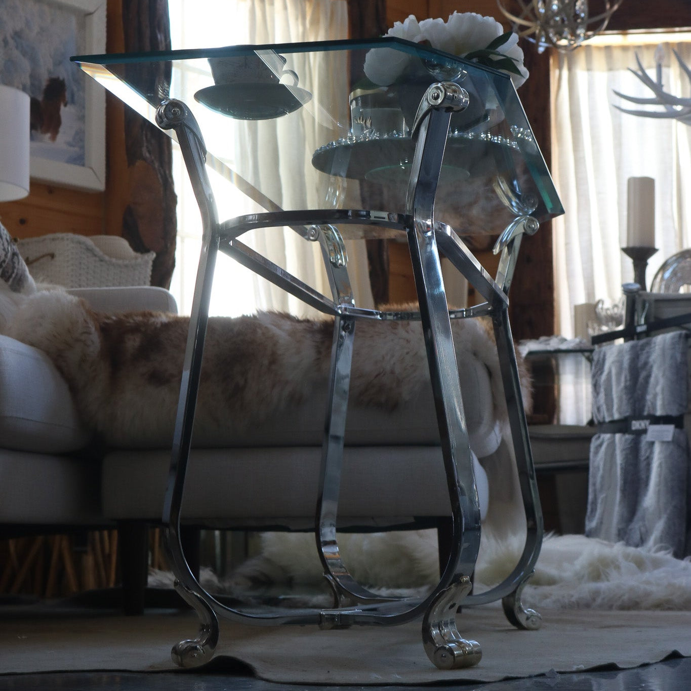 Kreiss Beveled Glass Chrome Body Rectangle End Table