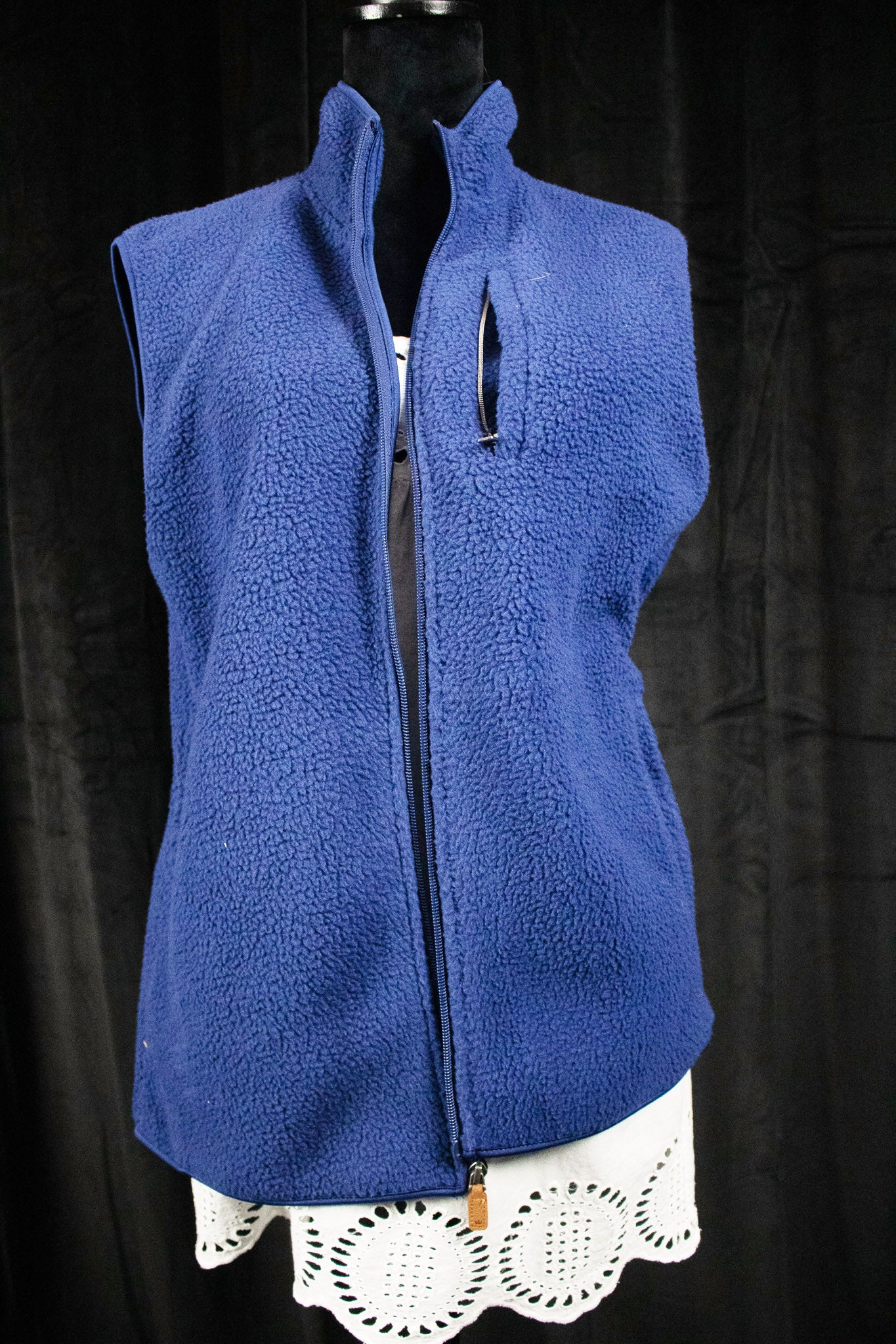 crown and ivy blue eve sherpa fleece vest womens full zip