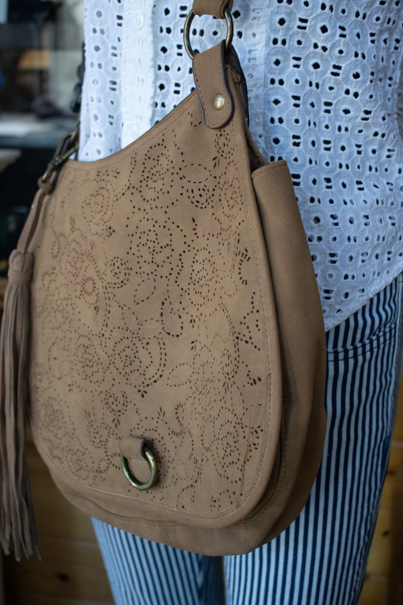 T-Shirt And Jeans Faux-Leather Purse with Side-strap