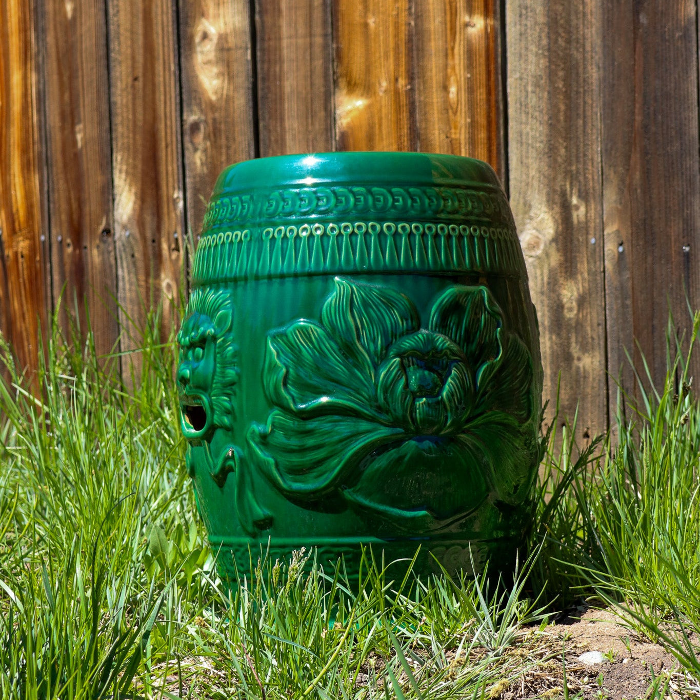 ENILSA Decorative Ceramic Garden Stool Glazed Lion’s Head Side Table