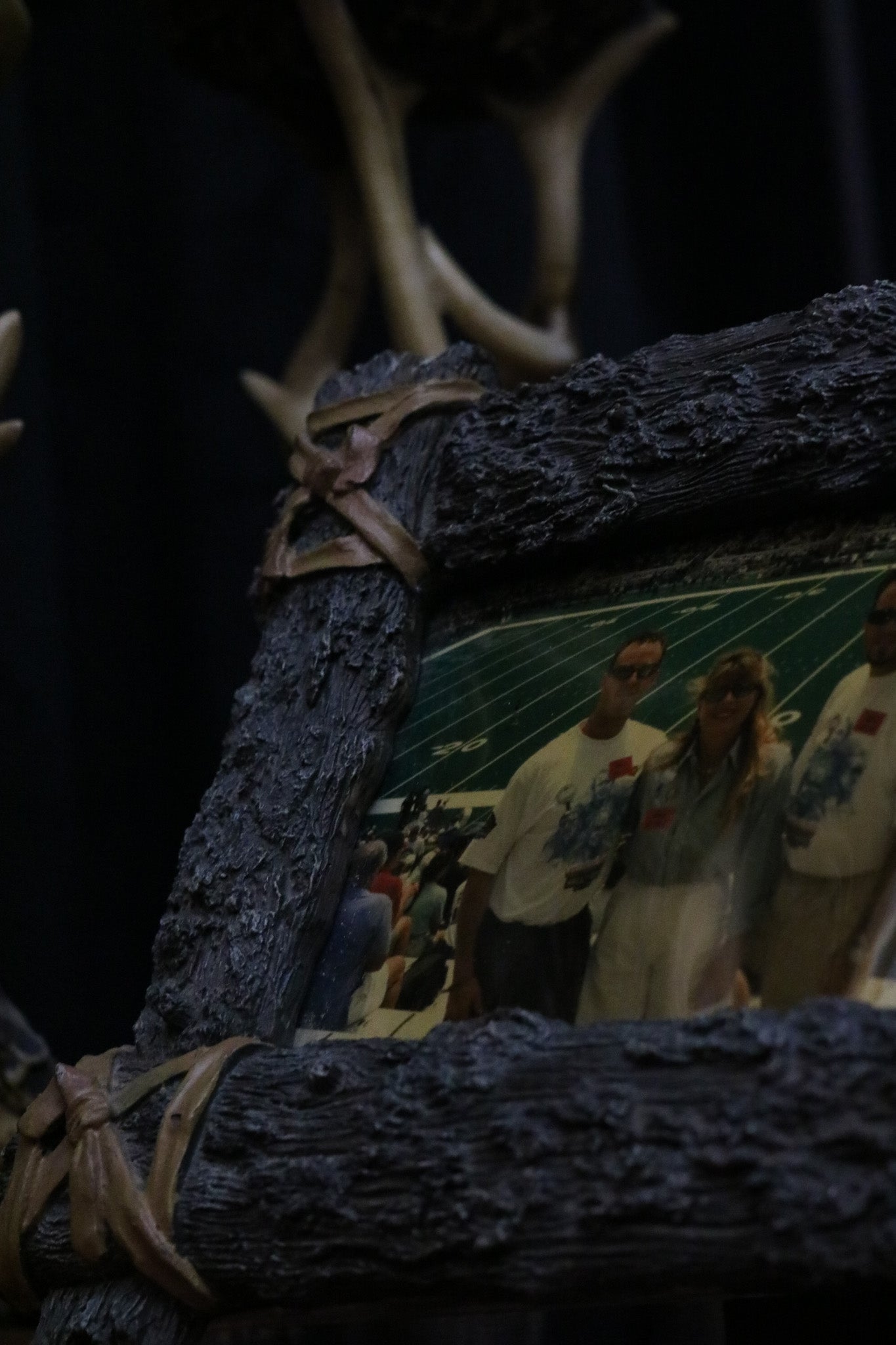 Resin Log 4 1/2 x 3" with Leather Tied Corner Details Picture Frame