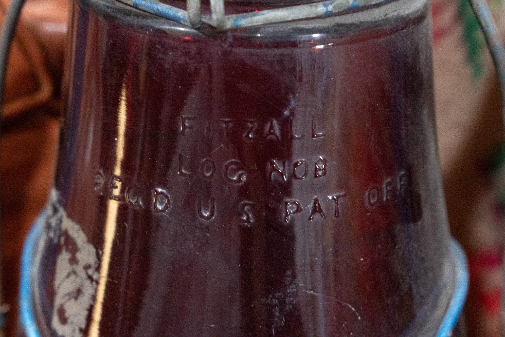 Antique Rustic Lantern with Red Glass