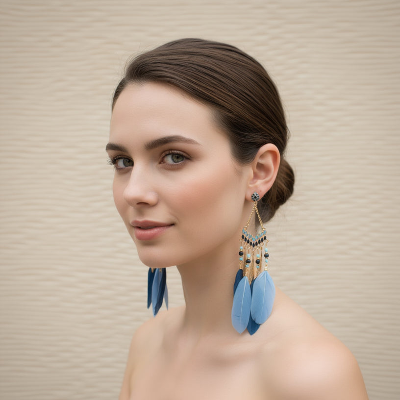 Bohemian Style Feather Dangle Earrings