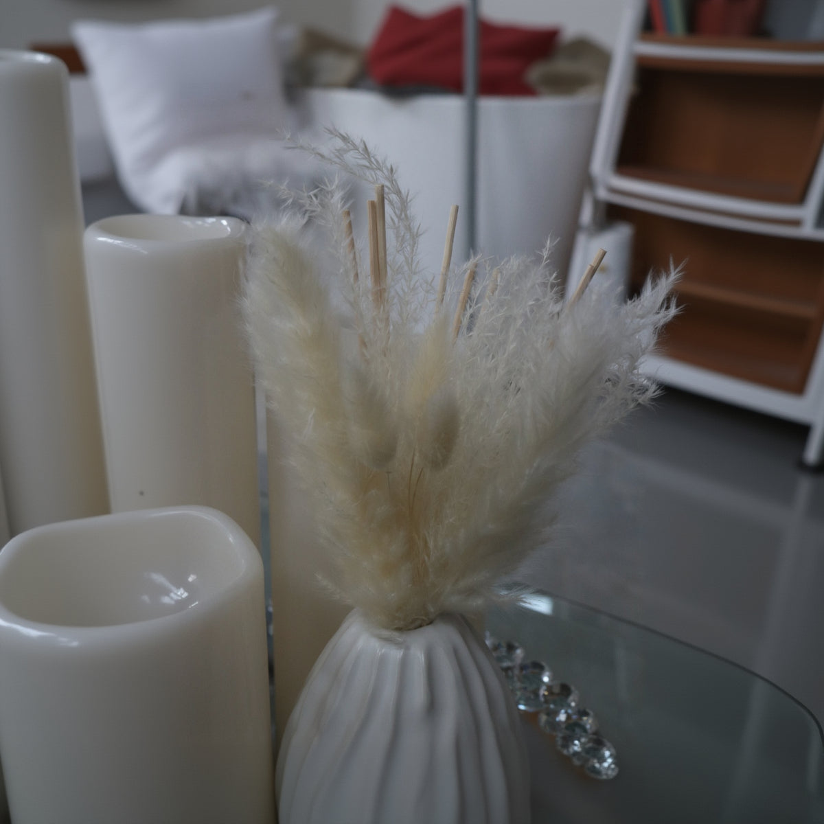 Reed Diffuser Set Ceramic Vase Pampas Grass 200ml Fragrance Oil Home Decor New