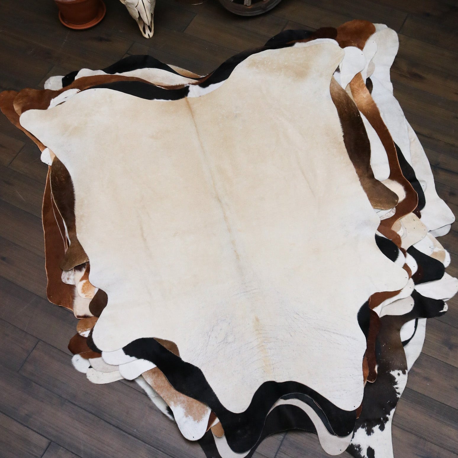 Elegant White Cowhide Crafted By Artisin in Brazil