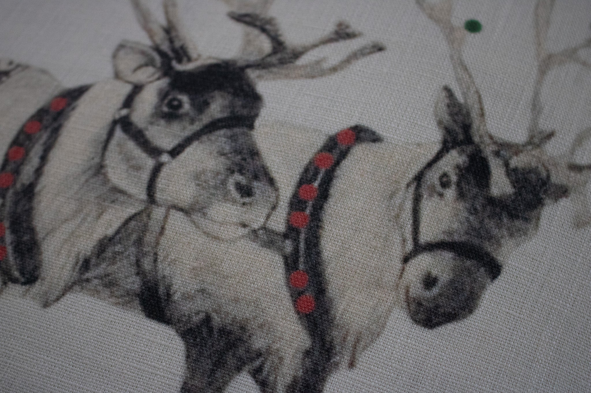 Christmas Reindeers Throw Pillow with Rope Lining