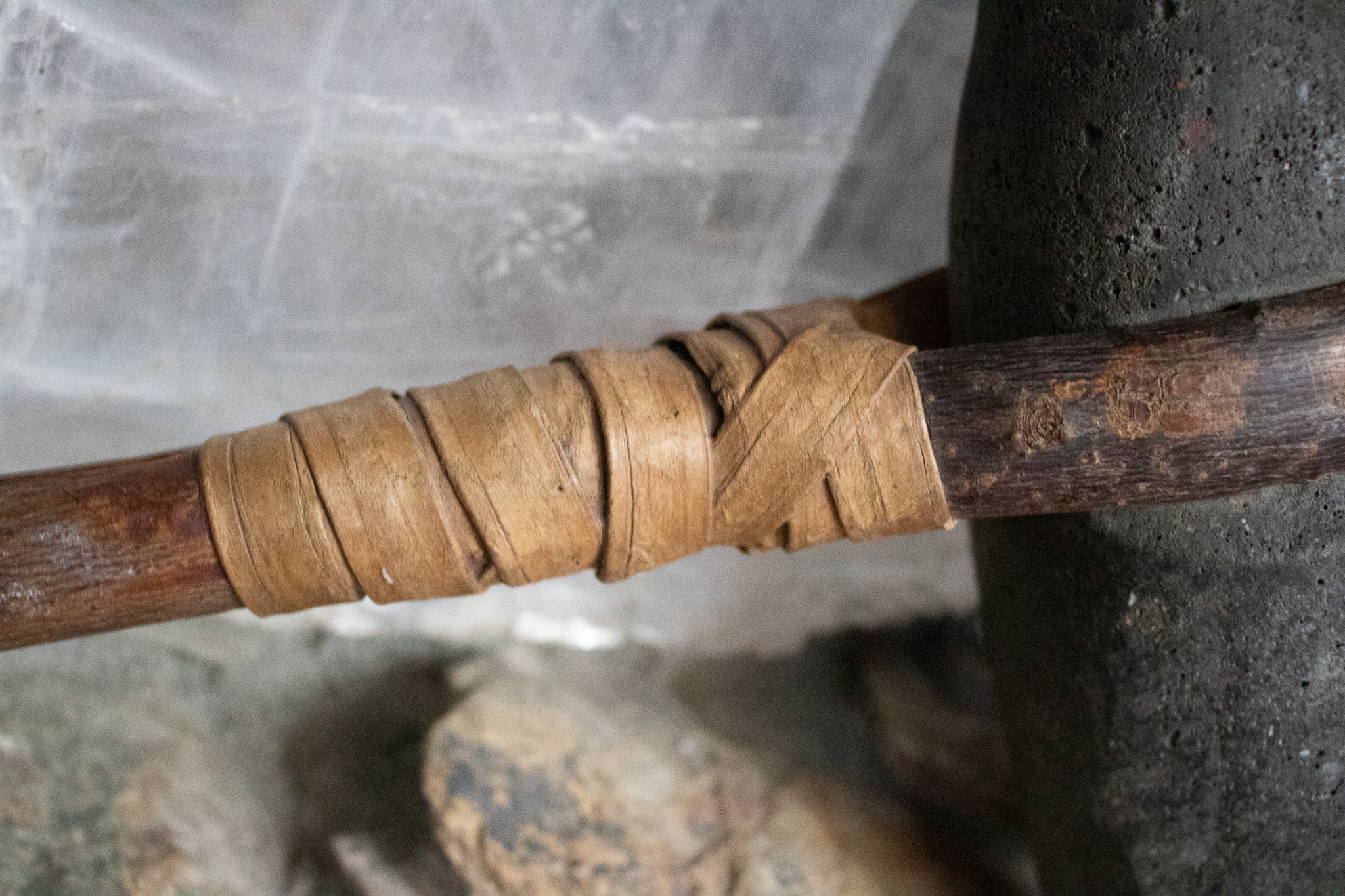 Antique Primitive Wooden 19th Century Stone Mallet Hammer