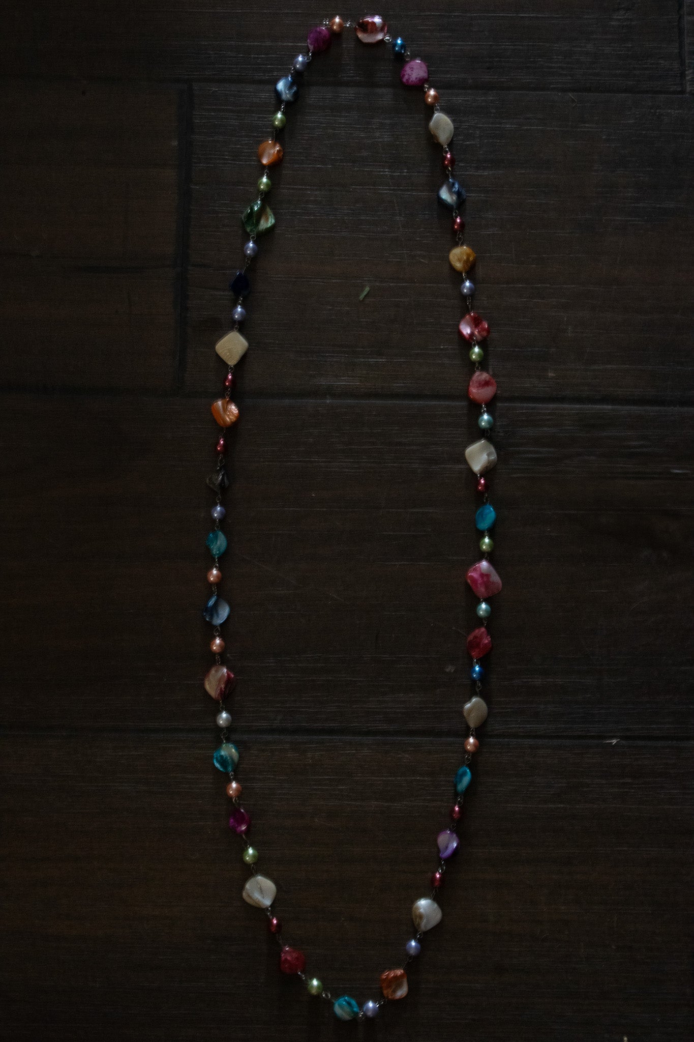 Rainbow Pastel Colored Resin Irregular Beaded Necklace