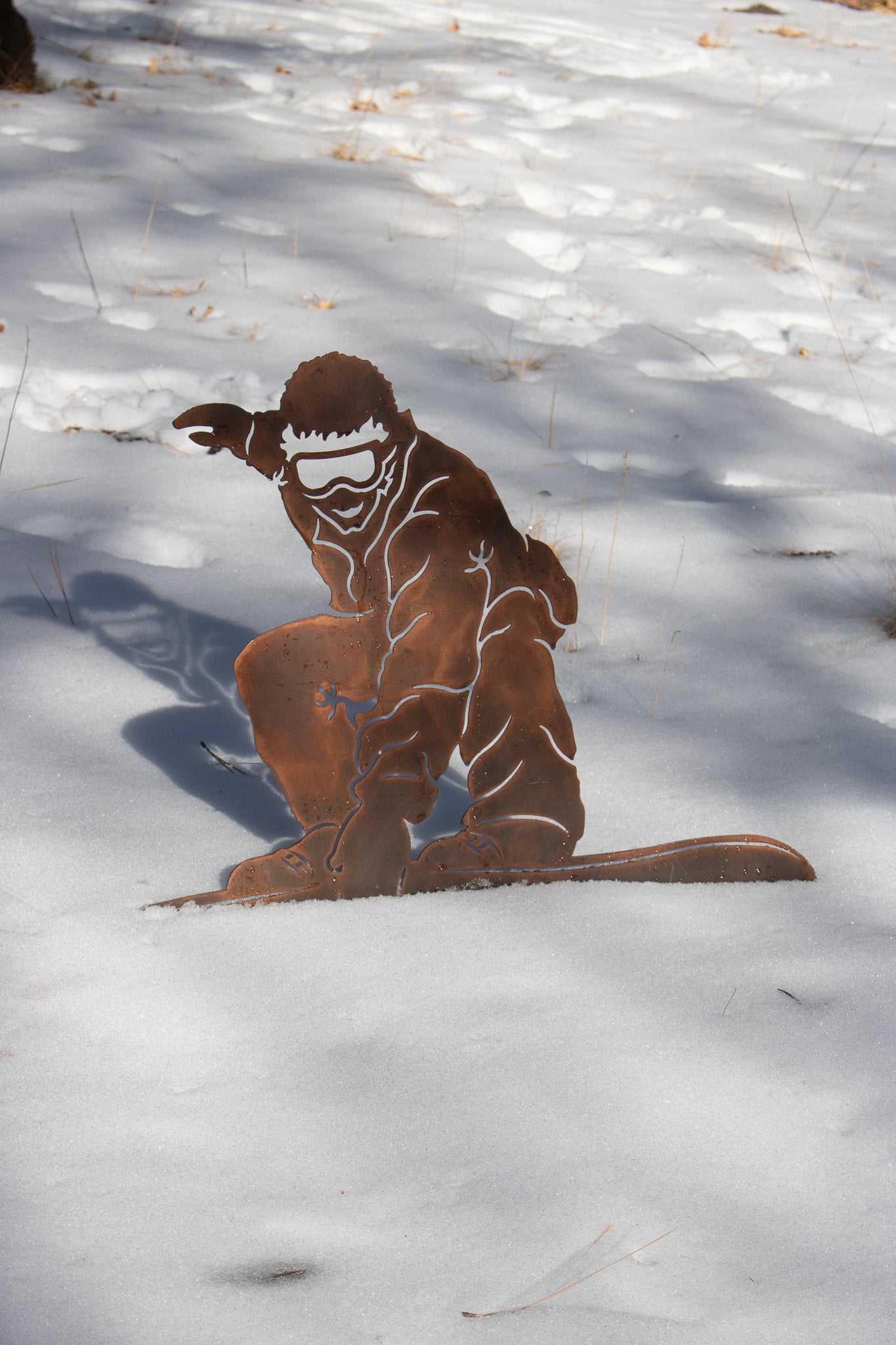 Metal Plasma Cut Snowboarder Sign