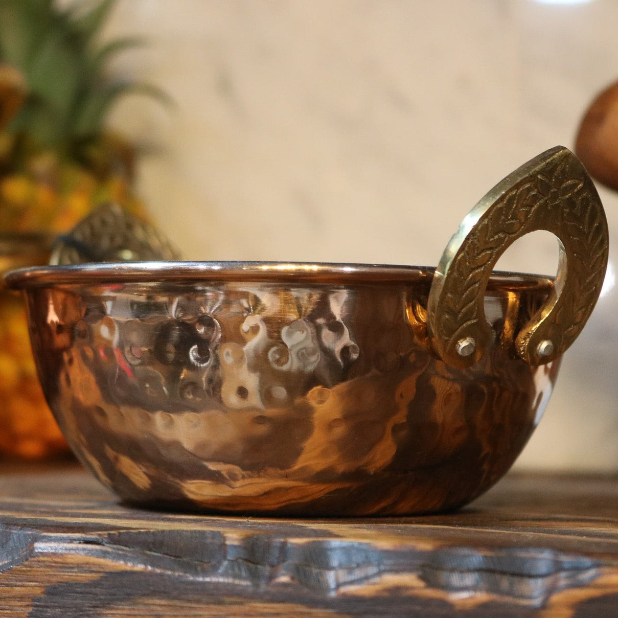 Hammered Copper Serving Karahi Bowl