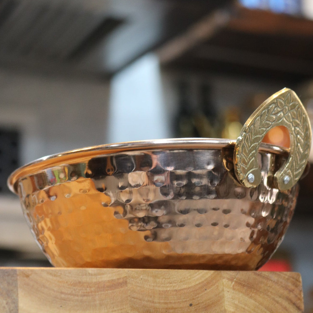Hammered Copper Serving Karahi Bowl