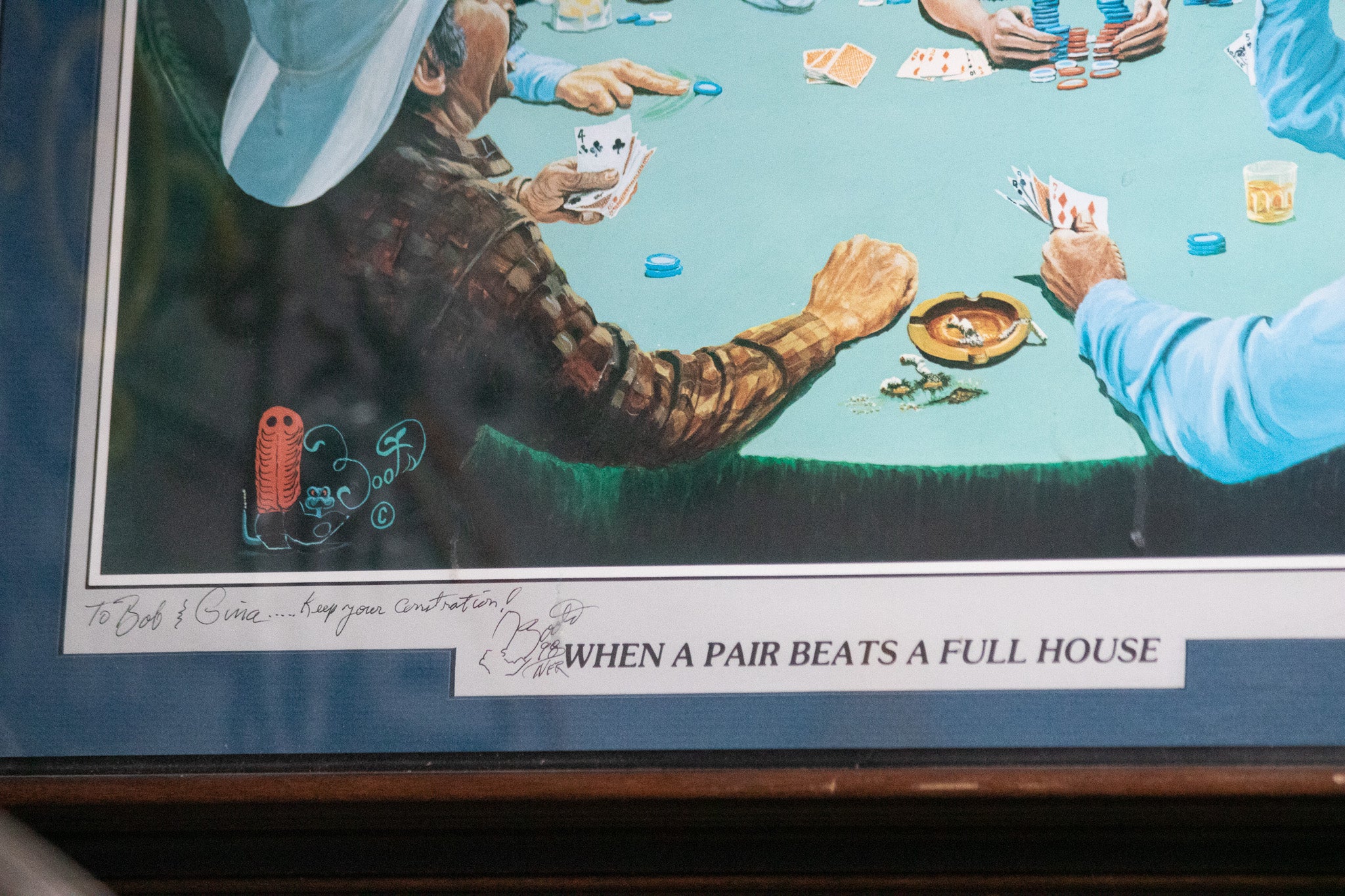 "When a Pair Beats A Full House" Canvas Painted and Signed by Artist