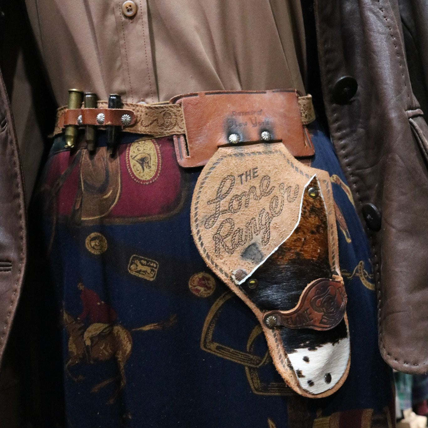 Antique Lone Ranger Leather Youth's Gun Holster with Stamped Details