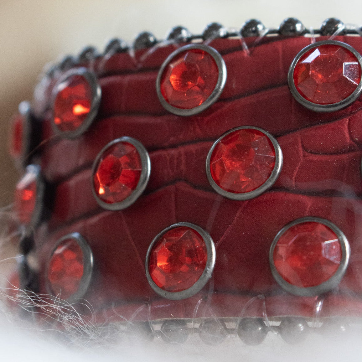 G.G. Simon Red Rhinestone Faux-Snakeskin Punk Buckle Belt