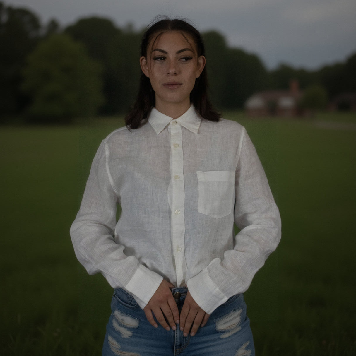 Panama Jack Long-Sleeve 100% Linen White Button-Up Shirt