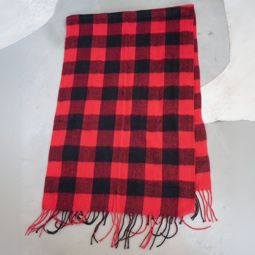 Red and Black Buffalo Plaid Scarf