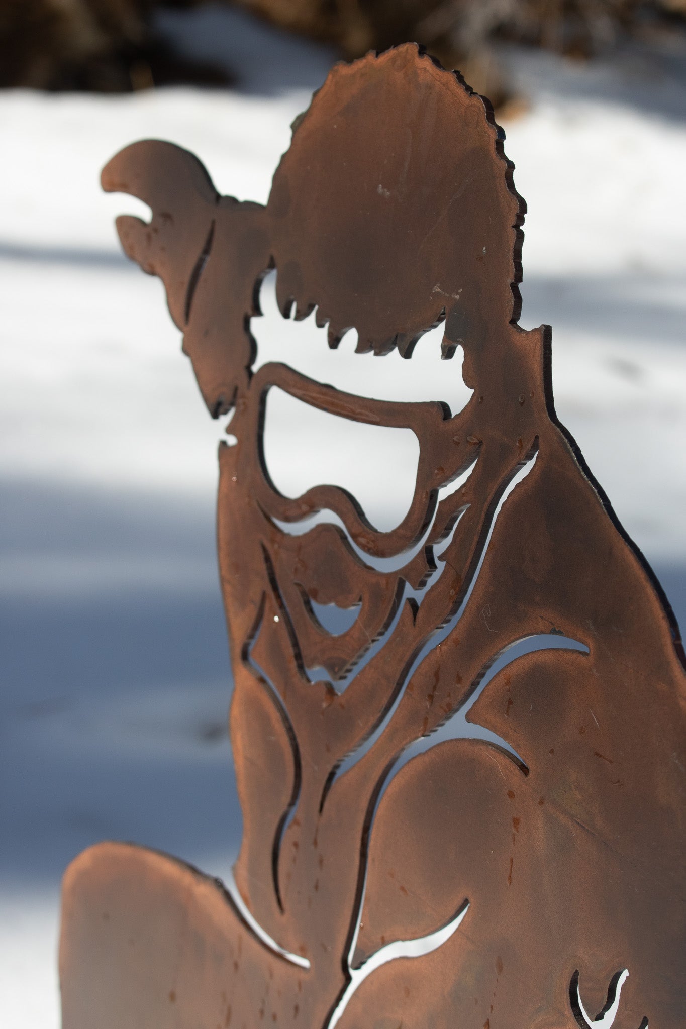 Metal Plasma Cut Snowboarder Sign