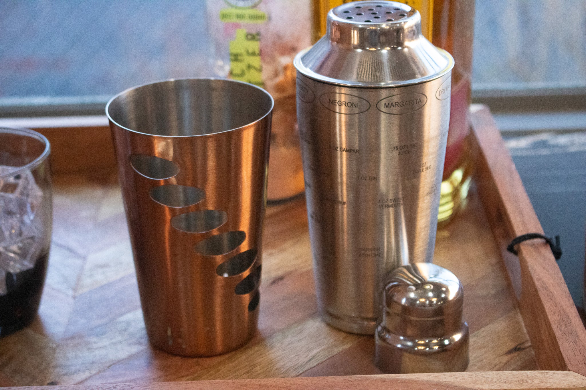 Stainless Steel and Copper Spin and Select 20oz Cocktail Shaker with 8 Recipe Card