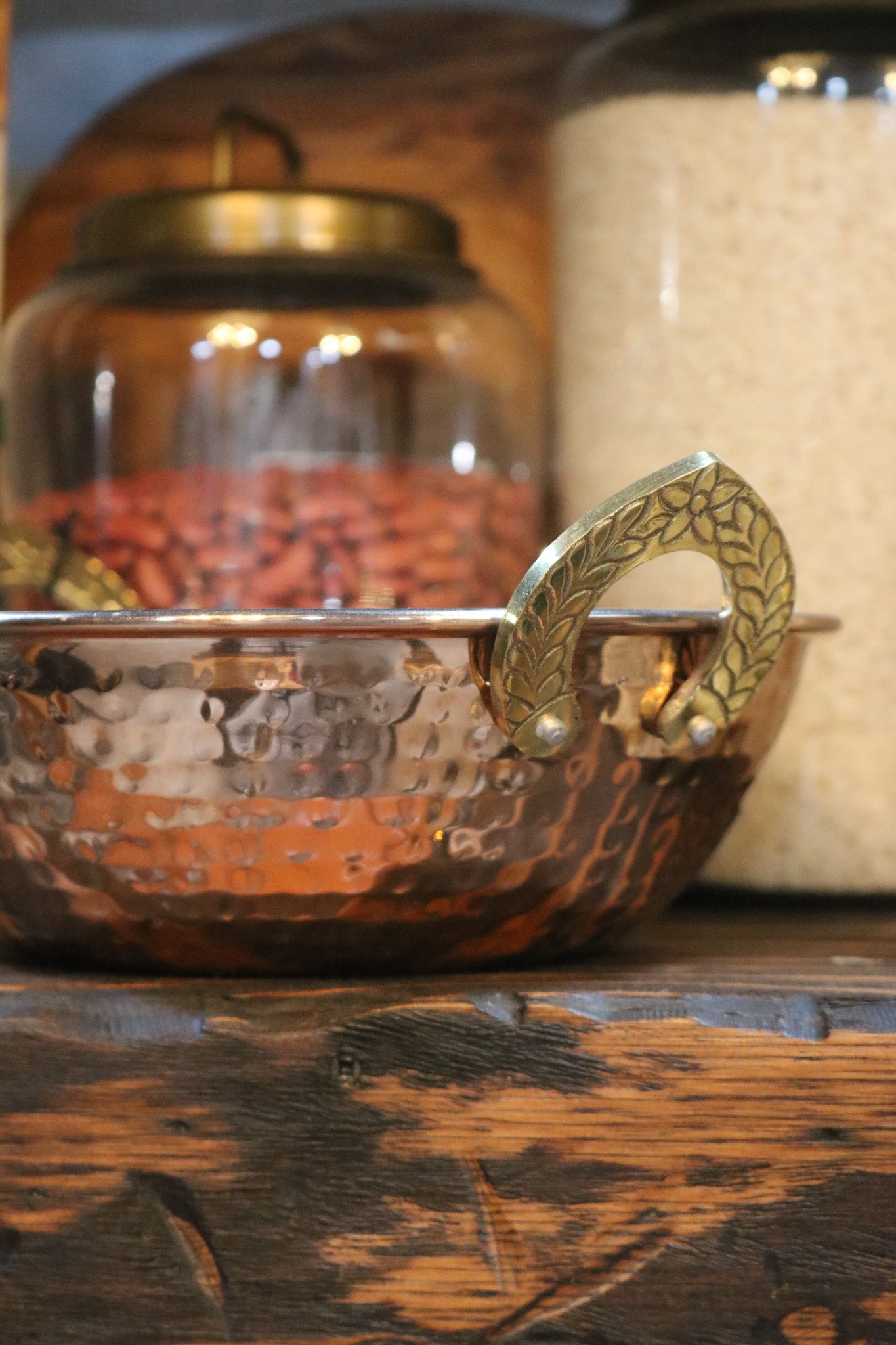 Hammered Copper Serving Karahi Bowl