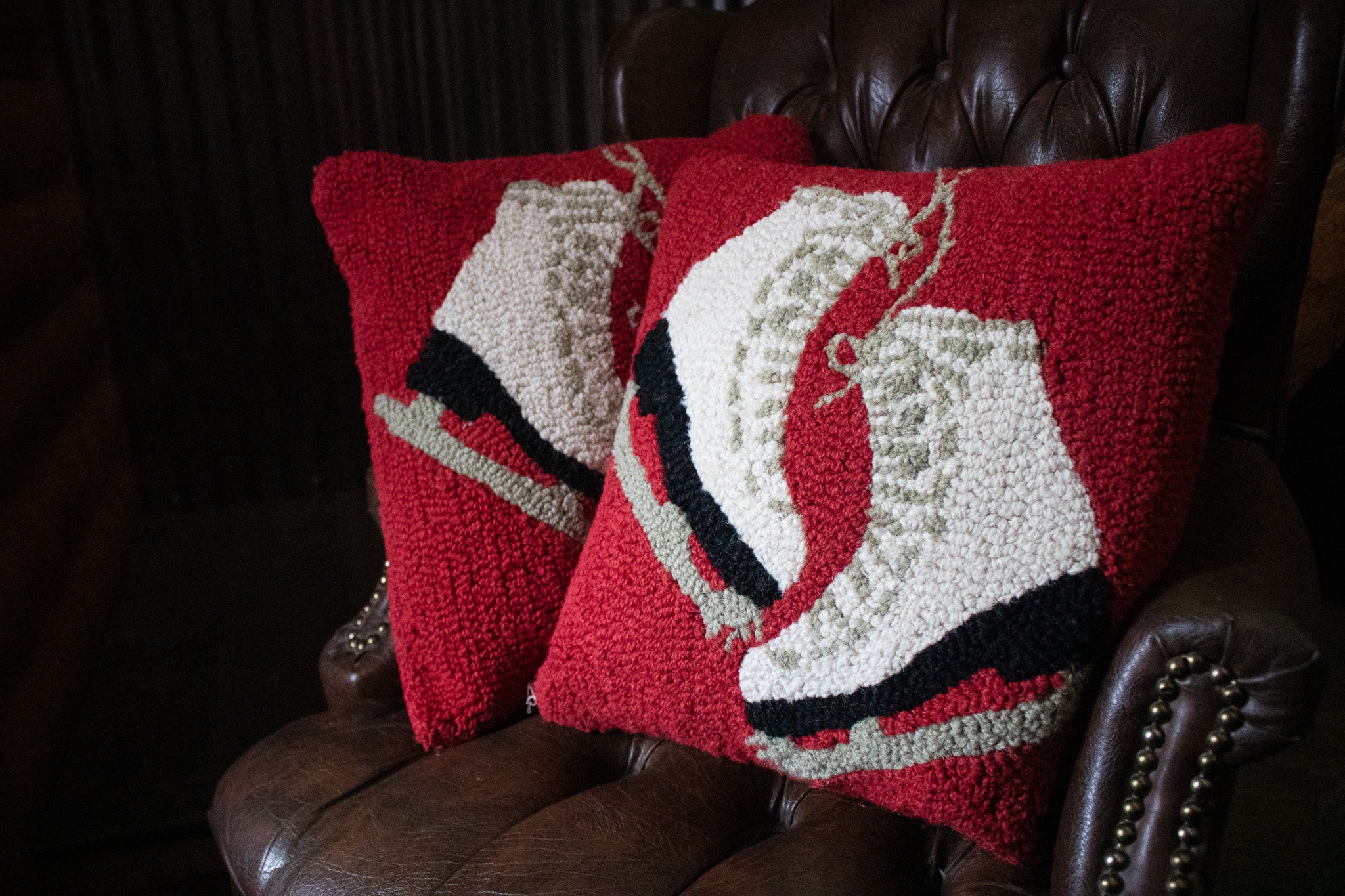Chandler Four Corners Red Holiday Decorative Throw Pillows With Ice Skates