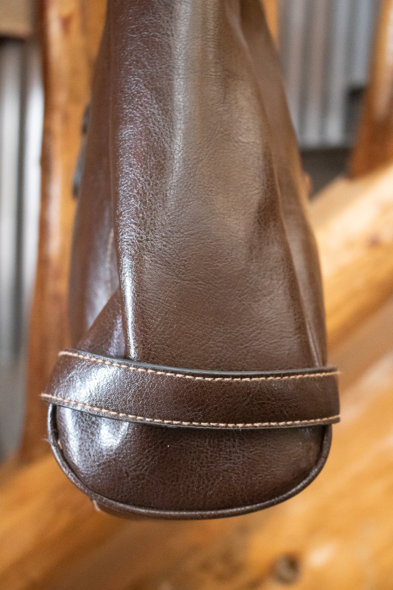 Dark Brown Purse with a Magnetic Buckle Closure